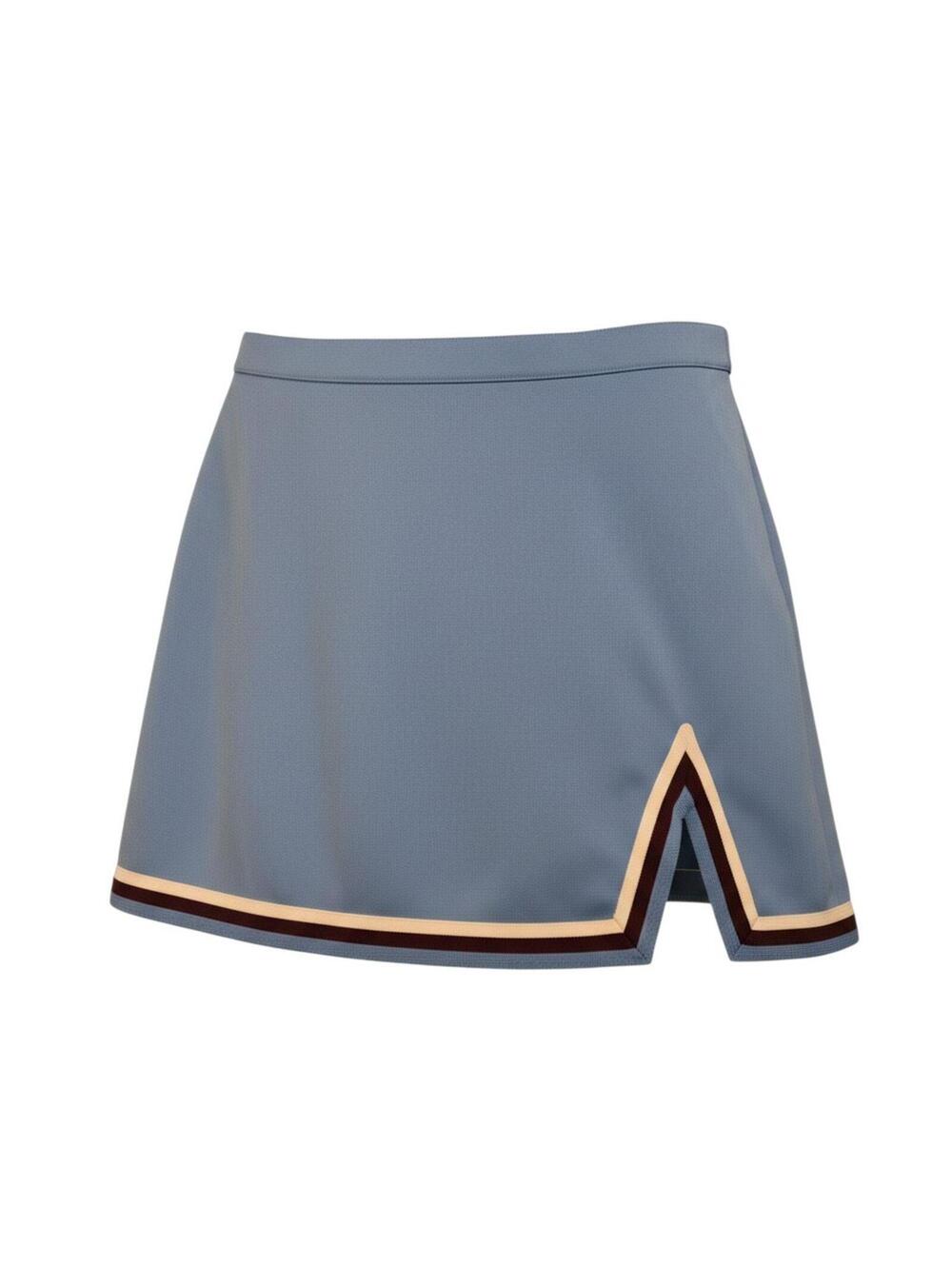 Preppy Varsity Cheerleader Style Blue Retro Sporty Mini Skirt with Trim Sz 12 15
